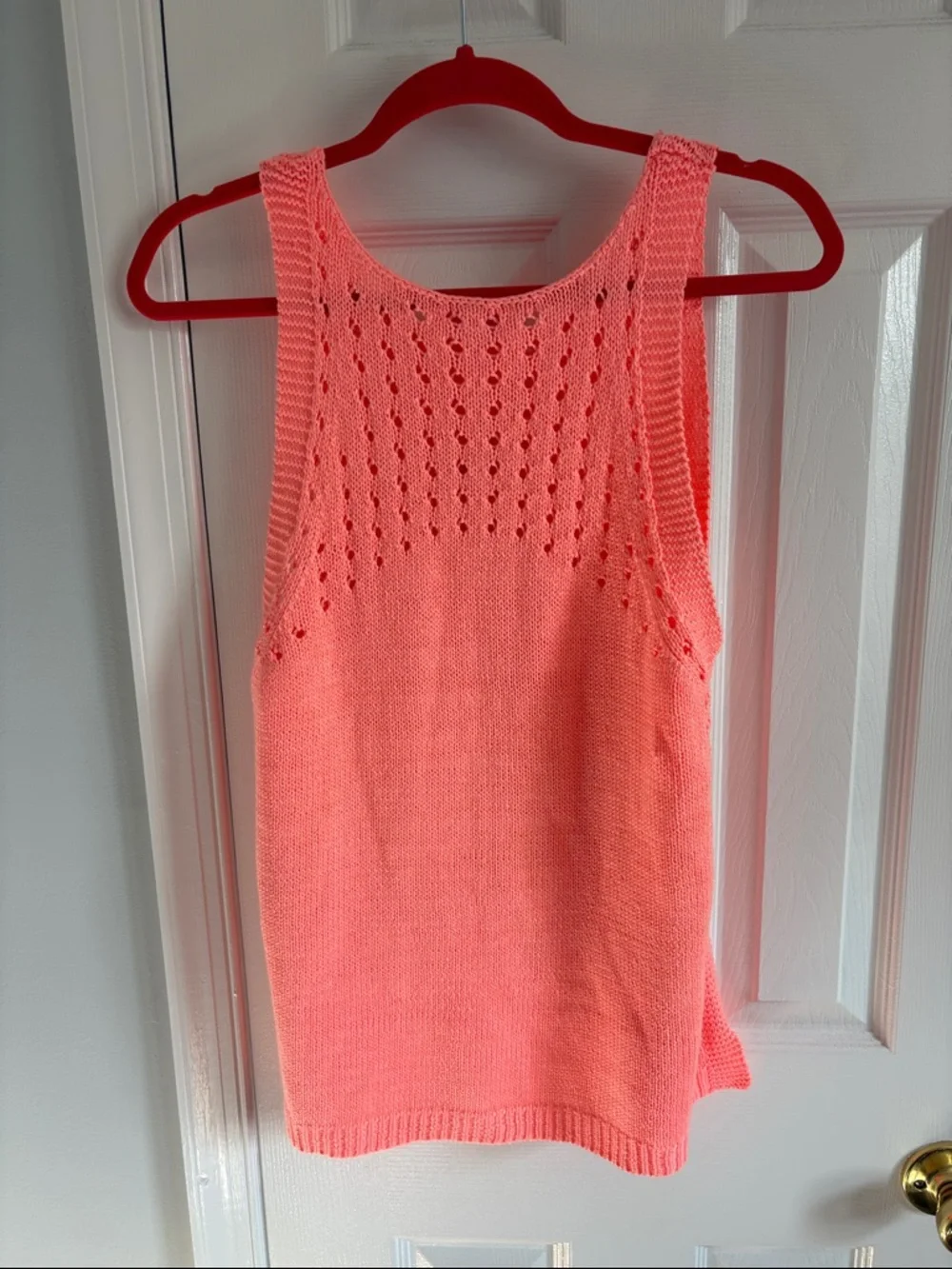 NWT Lilly Pulitzer Coral Peachy Pink Openwork Knit Mac Sweater Tank Top Size XL - Picture 6 of 7